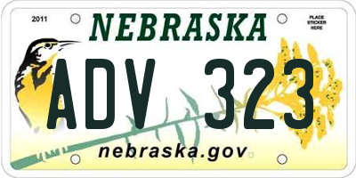 NE license plate ADV323