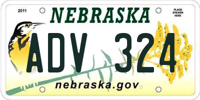 NE license plate ADV324