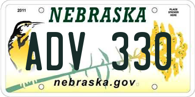 NE license plate ADV330
