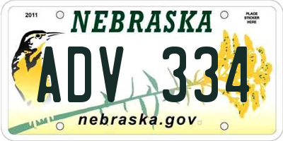 NE license plate ADV334