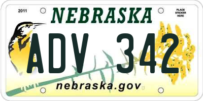 NE license plate ADV342