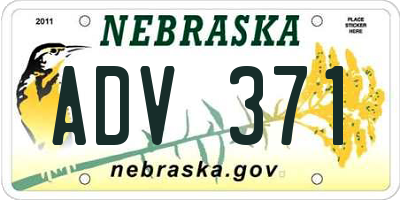NE license plate ADV371