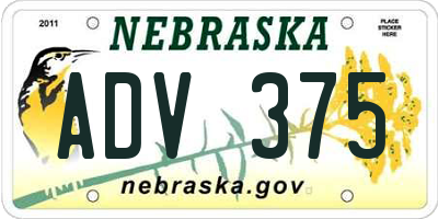 NE license plate ADV375