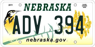 NE license plate ADV394