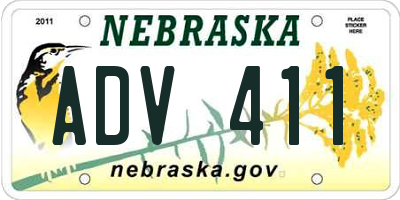 NE license plate ADV411