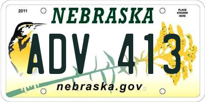 NE license plate ADV413
