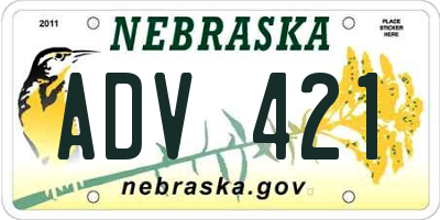 NE license plate ADV421