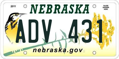 NE license plate ADV431