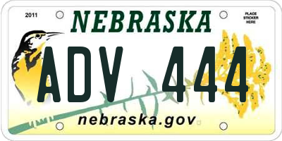 NE license plate ADV444