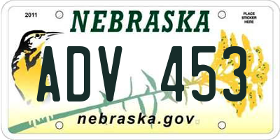 NE license plate ADV453