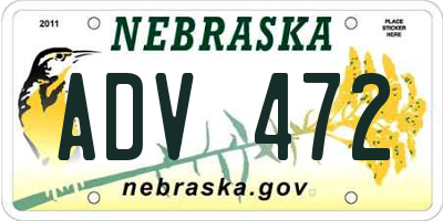 NE license plate ADV472