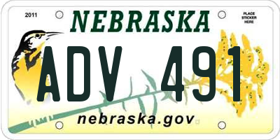 NE license plate ADV491