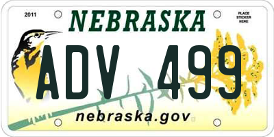 NE license plate ADV499