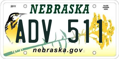 NE license plate ADV511