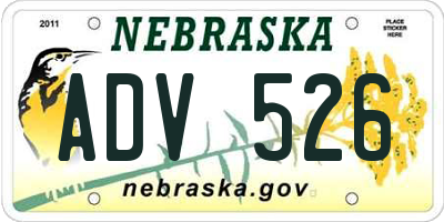 NE license plate ADV526