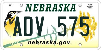 NE license plate ADV575