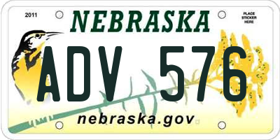 NE license plate ADV576