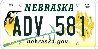 NE license plate ADV581