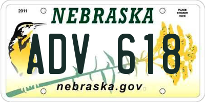 NE license plate ADV618