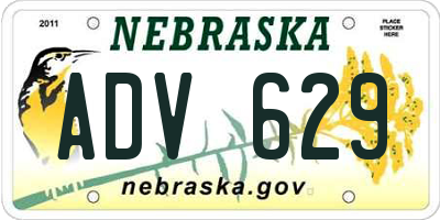 NE license plate ADV629