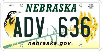 NE license plate ADV636