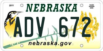 NE license plate ADV672