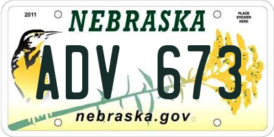 NE license plate ADV673