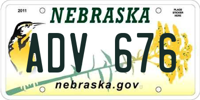 NE license plate ADV676