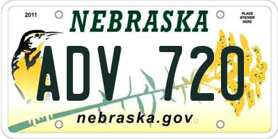 NE license plate ADV720