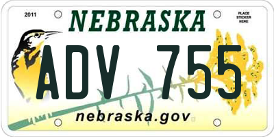 NE license plate ADV755