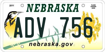 NE license plate ADV756