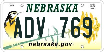 NE license plate ADV769