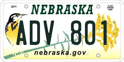 NE license plate ADV801