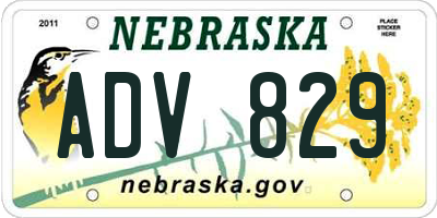 NE license plate ADV829