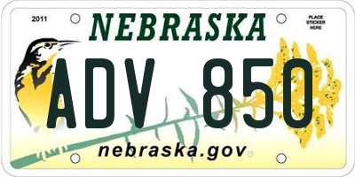 NE license plate ADV850