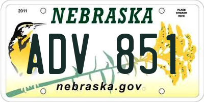 NE license plate ADV851