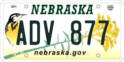 NE license plate ADV877