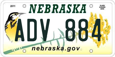 NE license plate ADV884