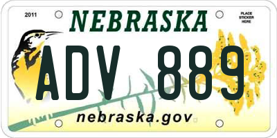 NE license plate ADV889