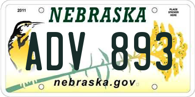 NE license plate ADV893