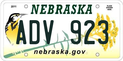 NE license plate ADV923