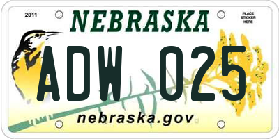 NE license plate ADW025