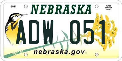 NE license plate ADW051