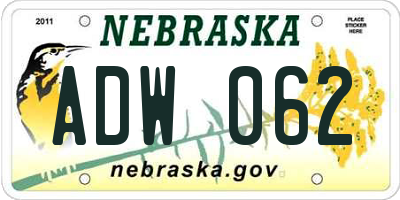 NE license plate ADW062