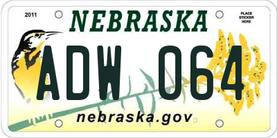 NE license plate ADW064