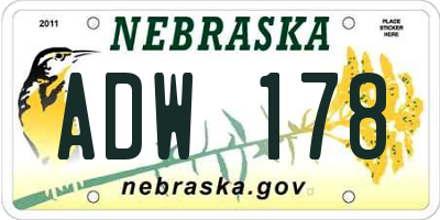 NE license plate ADW178