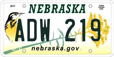 NE license plate ADW219
