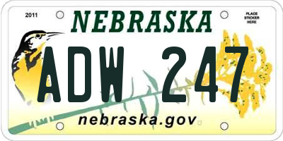 NE license plate ADW247