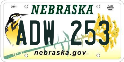 NE license plate ADW253
