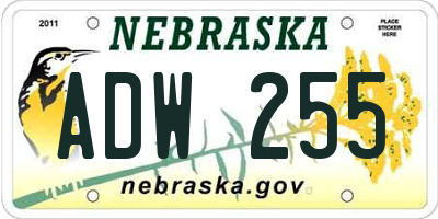 NE license plate ADW255